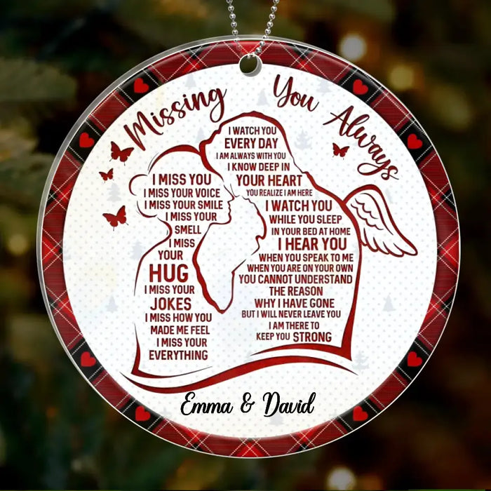 Personalized Couple Circle Acrylic Ornament - Memorial Gift Idea For Couple - Missing You Always I Miss Your Voice