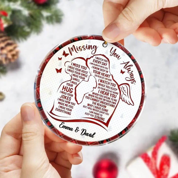 Personalized Couple Circle Acrylic Ornament - Memorial Gift Idea For Couple - Missing You Always I Miss Your Voice