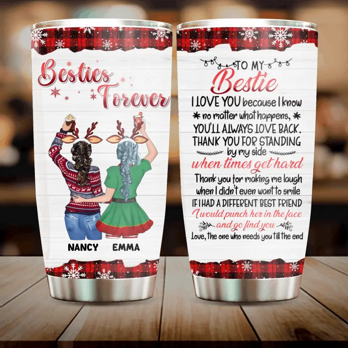 Custom Personalized Besties Tumbler - Christmas Gift Idea for Sisters/Friends/Besties - Besties Forever