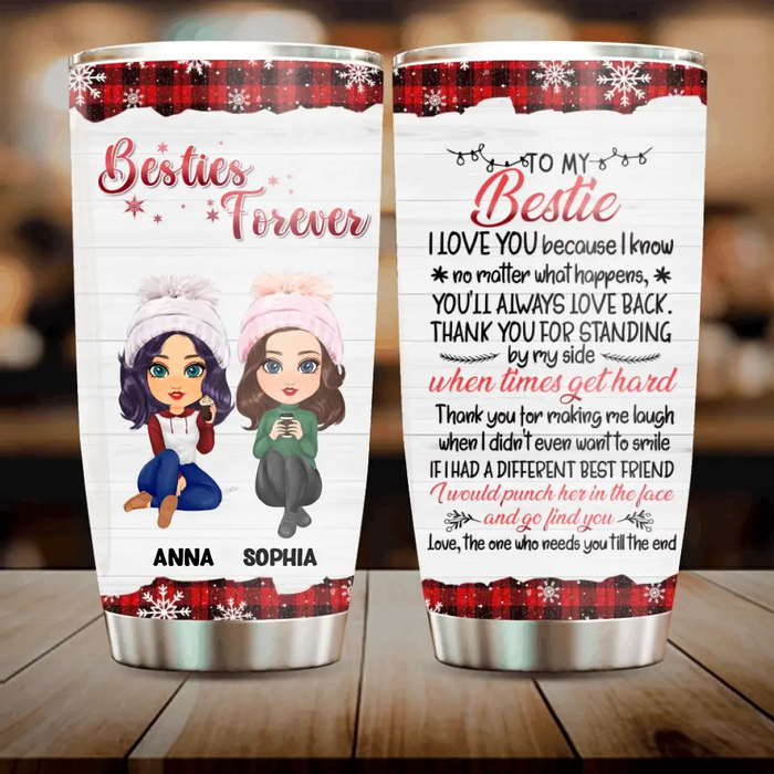 Custom Personalized Besties Tumbler - Christmas Gift Idea for Sisters/Friends/Besties - Thank You For Standing By My Side