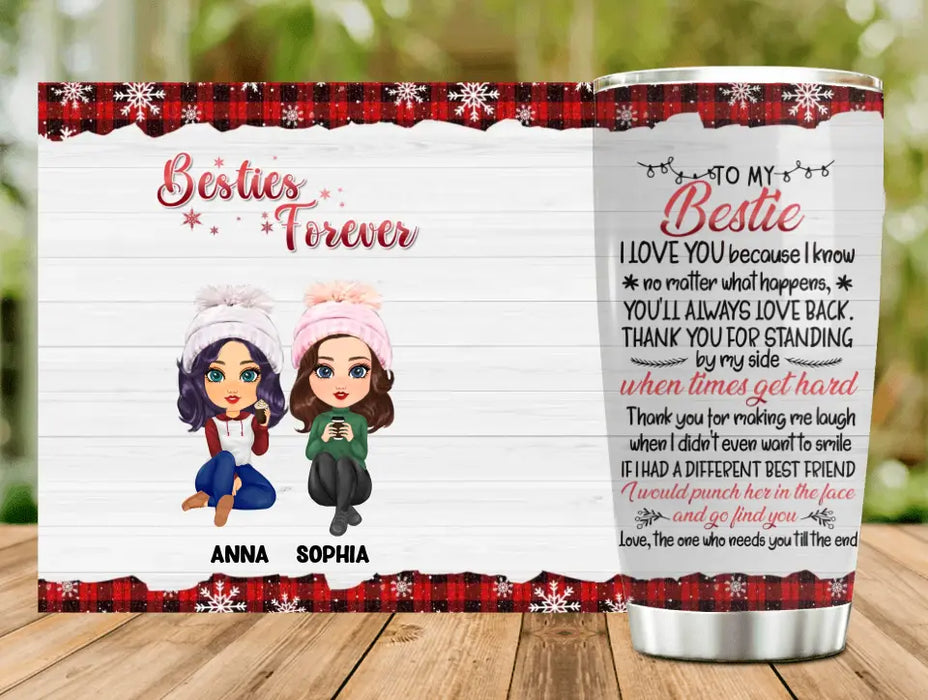 Custom Personalized Besties Tumbler - Christmas Gift Idea for Sisters/Friends/Besties - Thank You For Standing By My Side