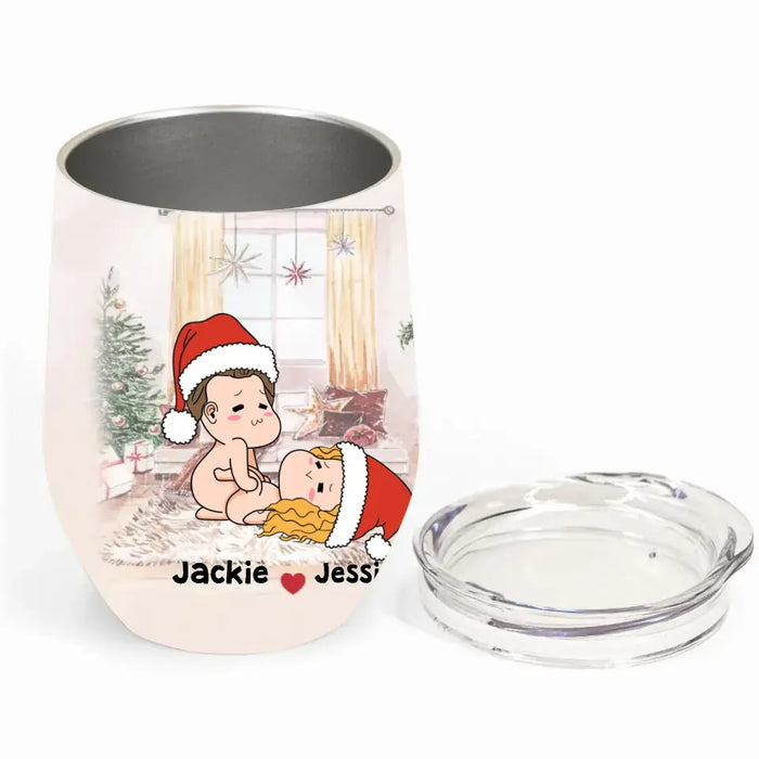 Personalized Funny Christmas Couple Wine Tumbler - Christmas Gift Idea For Couple - Roses Are Red