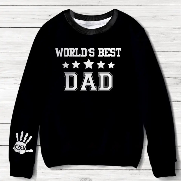 Custom Personalized World's Best Dad AOP Sweater - Custom Nickname With Upto 10 Kids - Christmas Gift Idea for Father/ Grandpa