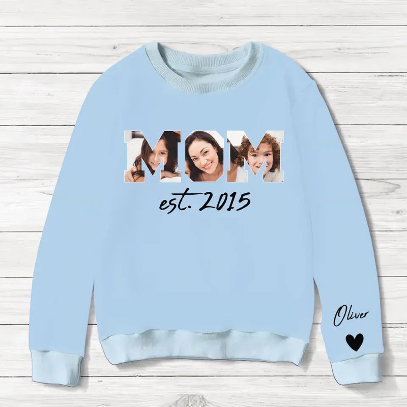 Personalized Mom Photo AOP Sweater - Up to 6 Custom Names - Christmas/Birthday/Mother's Day Gift Idea for Mom
