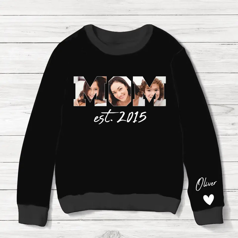Personalized Mom Photo AOP Sweater - Up to 6 Custom Names - Christmas/Birthday/Mother's Day Gift Idea for Mom