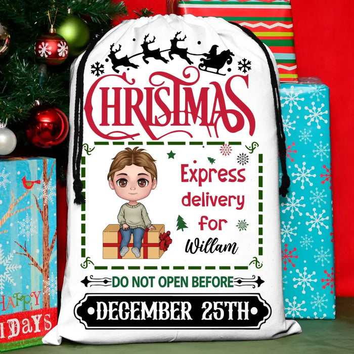 Custom Personalized Kid Santa Sack - Gift Idea For Christmas/ Kid - Christmas Express Delivery For Kid Do Not Open Before December 25th