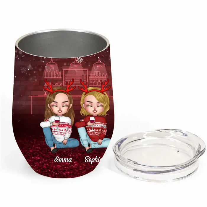 Personalized Besties Wine Tumbler - Christmas Gift Idea for Sisters/Friends/Besties - Congrats On Being My Best Friend You Lucky Bastard