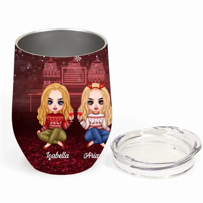 Personalized Besties Wine Tumbler - Christmas Gift Idea for Sisters/Friends/Besties - Congrats On Being My Coworker You Lucky Bastard