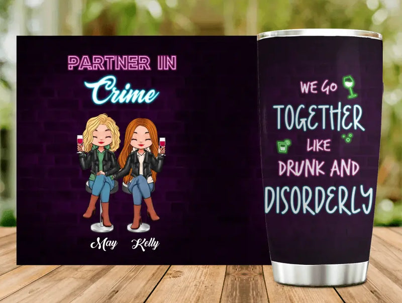 Personalized Besties Tumbler - Christmas Gift Idea for Sisters/Friends/Besties - Partner In Crime