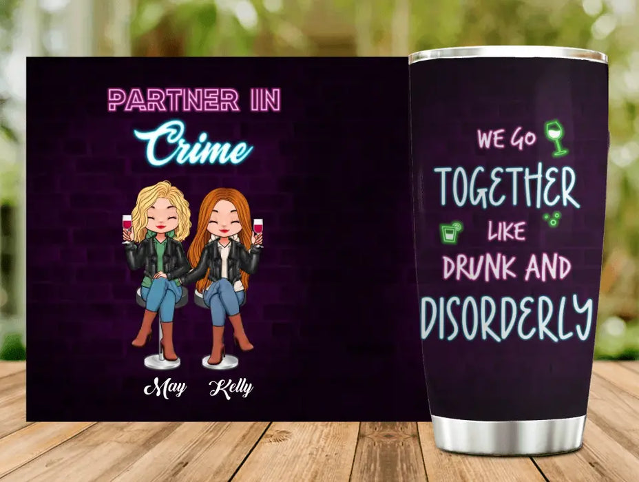 Custom Personalized Besties Tumbler - Christmas Gift Idea for Sisters/Friends/Besties - Partner In Crime