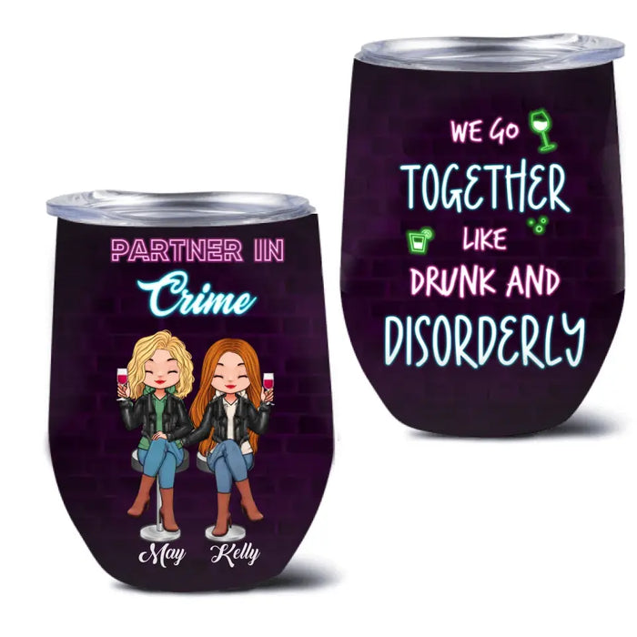 Custom Personalized Besties Wine Tumbler - Christmas Gift Idea for Sisters/Friends/Besties - Partner In Crime