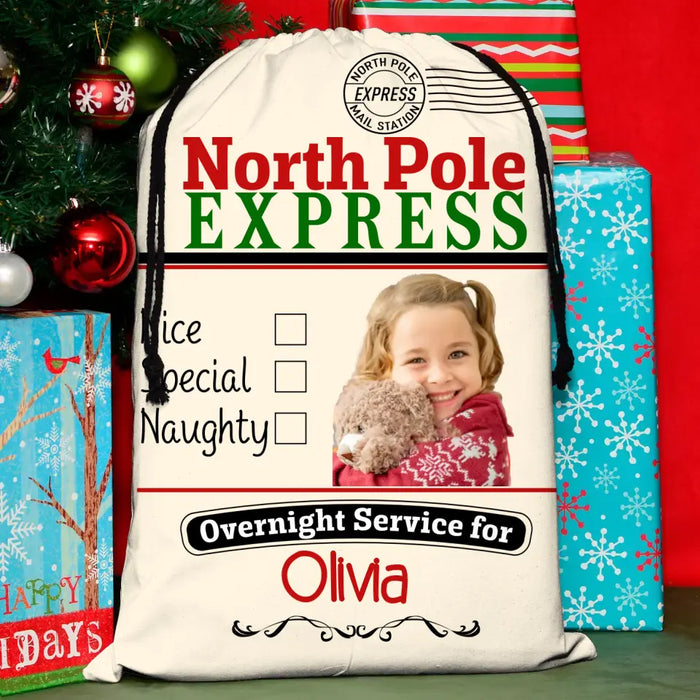 Custom Personalized Kid Santa Sack - Gift Idea For Christmas/ Kid - Upload Photo - North Pole Express Nice
Special
Naughty