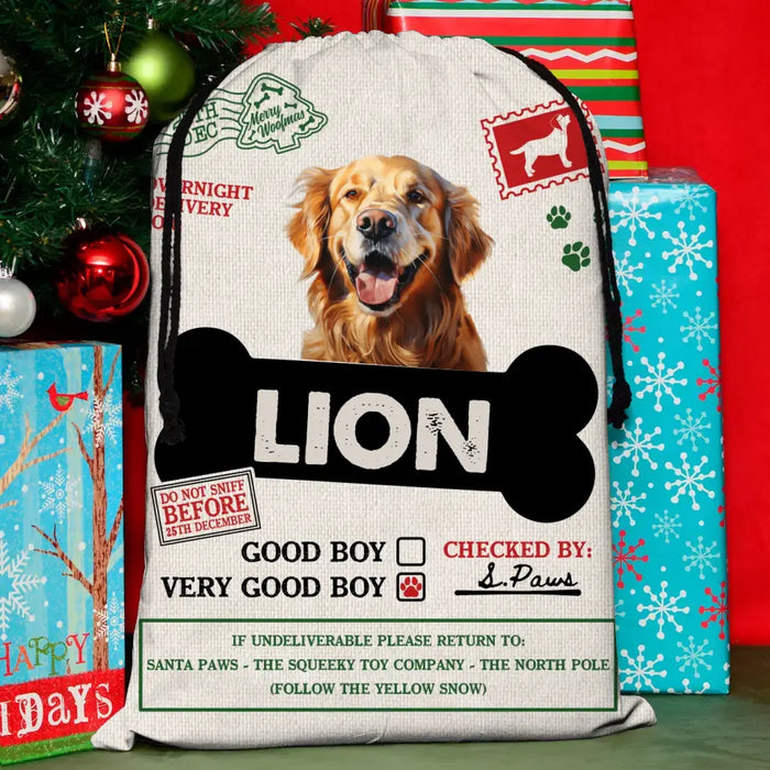 Custom Personalized Upload Photo Santa Sack - Gift Idea For Christmas/Pet Lovers - Merry Woofmas