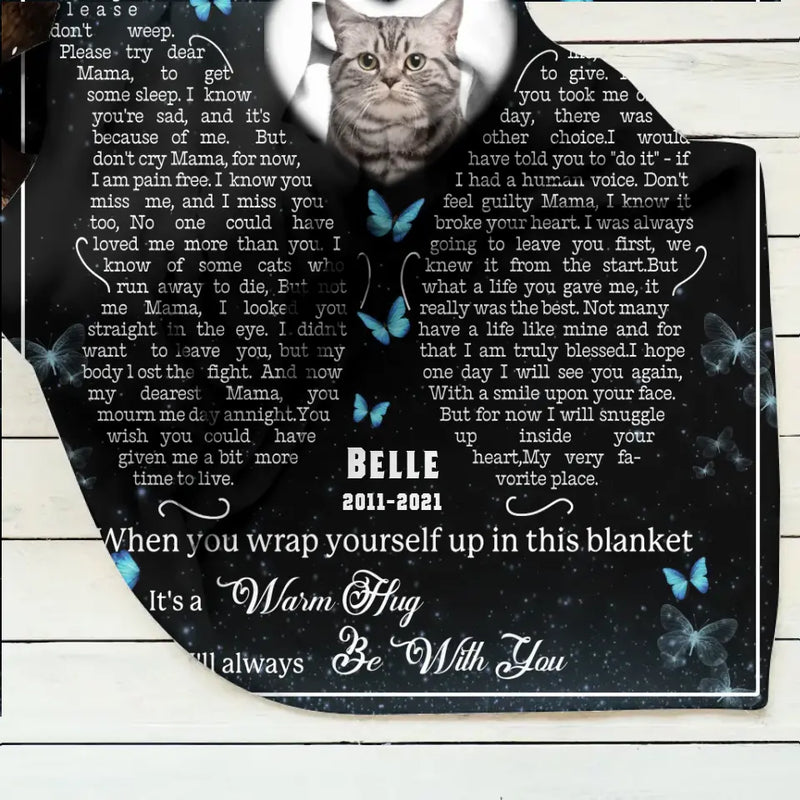 Personalized Memorial Fleece Throw Blanket/Quilt - Don't Cry Sweet Mama - Memorial Gift Idea For Pet Lover - Upload Photo