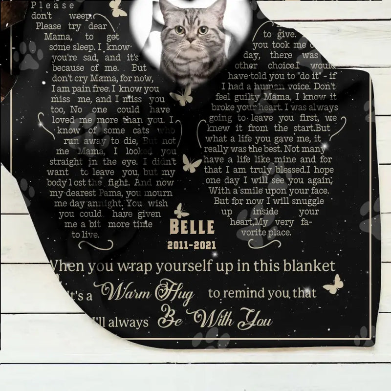 Personalized Memorial Fleece Throw Blanket/Quilt - Memorial Gift Idea For Pet Lover - Upload Photo - Don't Cry Sweet Mama