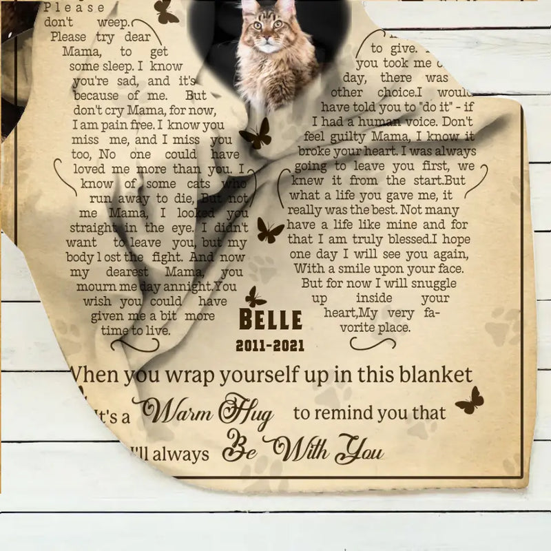 Personalized Memorial Fleece Throw Blanket/Quilt - Memorial Gift Idea For Pet Lover - Upload Photo - Don't Cry Sweet Mama