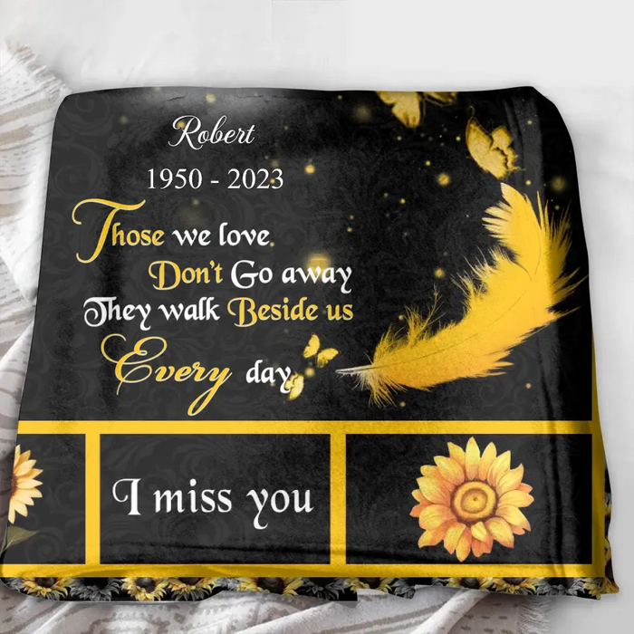 Custom Personalized Memorial Photo Single Layer Fleece/Quilt Blanket - Memorial Gift for Family - Those We Love Don't Go Away They Walk Beside Us Everyday