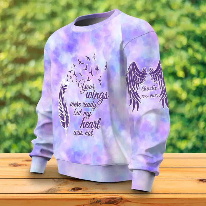 Custom Personalized Memorial AOP Sweater - Memorial Gift Idea - Your Wings Were Ready But My Heart Was Not