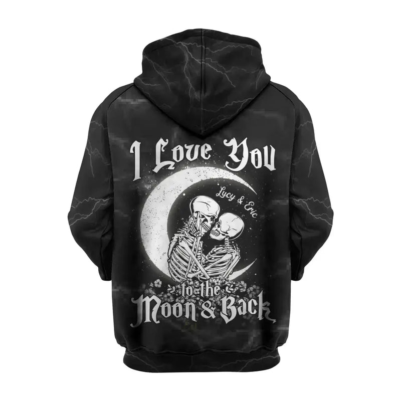Personalized Skull Couple Hoodie - Gift Idea For Couple/Him/Her - I Love You To The Môn & Back