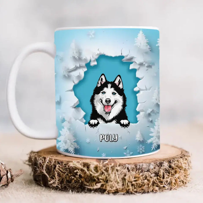 Custom Personalized Peeking Dog Coffee Mug - Upto 3 Dogs - Christmas Gift Idea For Dog Lover