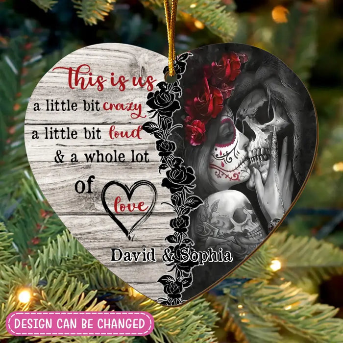 Custom Personalized Skull Kissing Couple Wooden Ornament - Christmas Gift Idea For Couple - This Is Us