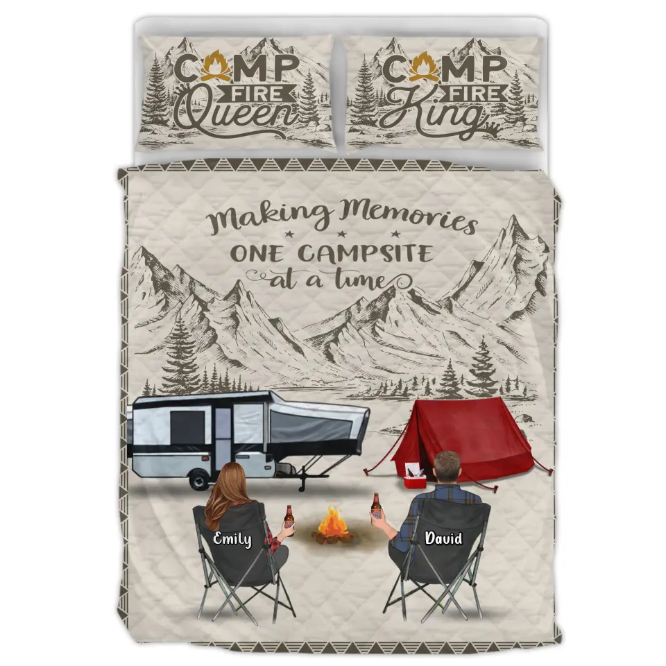 Custom Personalized Camping Quilt Bed Sets Couple/ Parents With Up t — FitWearPro Store