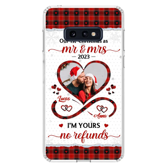 Custom Personalized Couple Photo Phone Case - Christmas Gift Idea For Couple/ Him/ Her - Our 1st Christmas As Mr & Mrs - Case For iPhone/Samsung