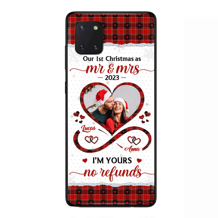 Custom Personalized Couple Photo Phone Case - Christmas Gift Idea For Couple/ Him/ Her - Our 1st Christmas As Mr & Mrs - Case For iPhone/Samsung