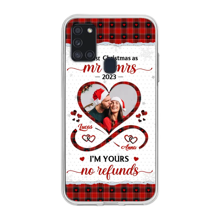 Custom Personalized Couple Photo Phone Case - Christmas Gift Idea For Couple/ Him/ Her - Our 1st Christmas As Mr & Mrs - Case For iPhone/Samsung