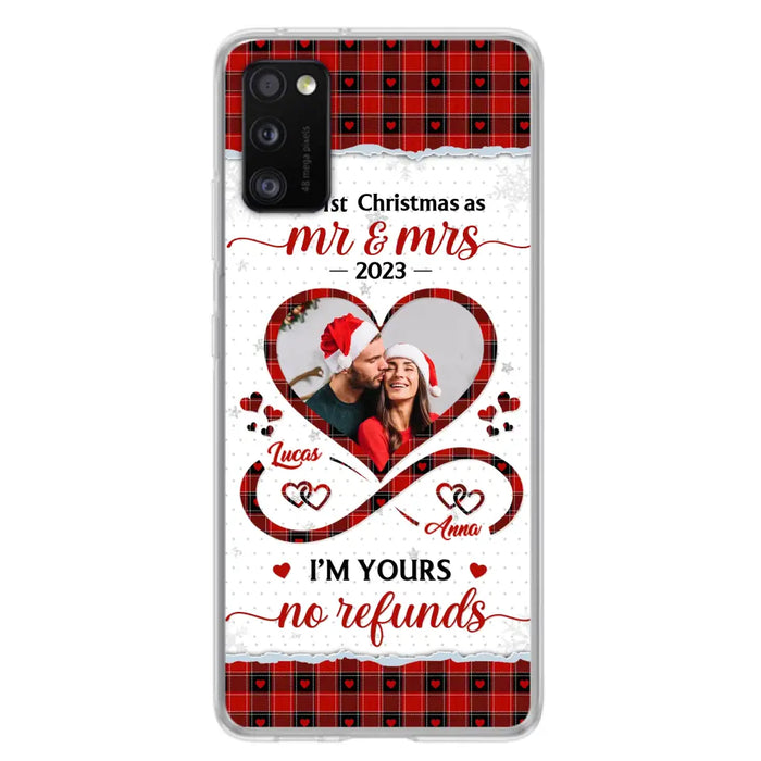 Custom Personalized Couple Photo Phone Case - Christmas Gift Idea For Couple/ Him/ Her - Our 1st Christmas As Mr & Mrs - Case For iPhone/Samsung