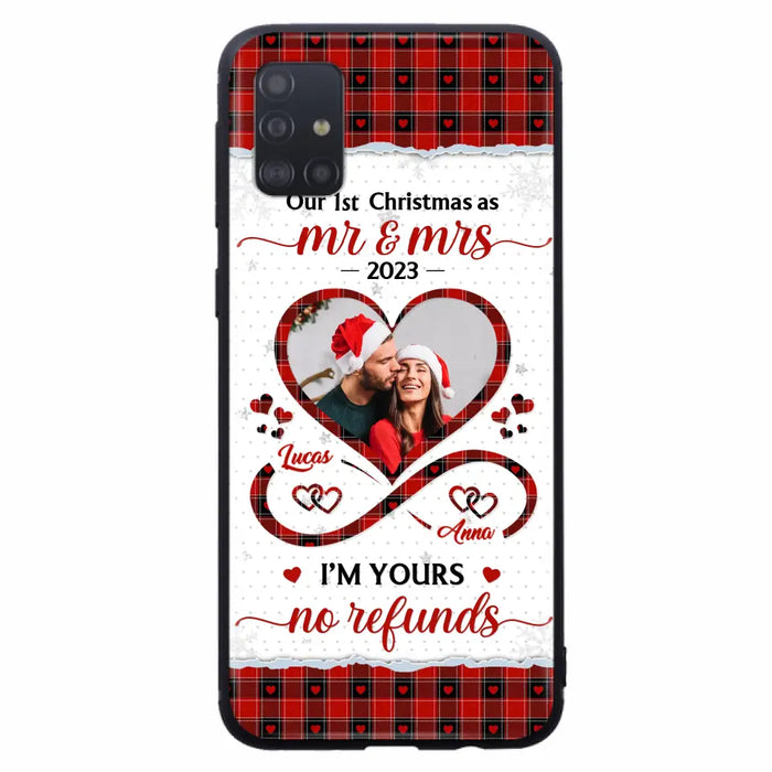 Custom Personalized Couple Photo Phone Case - Christmas Gift Idea For Couple/ Him/ Her - Our 1st Christmas As Mr & Mrs - Case For iPhone/Samsung