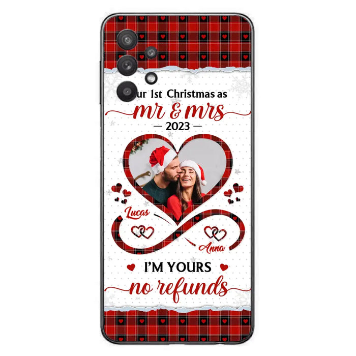 Custom Personalized Couple Photo Phone Case - Christmas Gift Idea For Couple/ Him/ Her - Our 1st Christmas As Mr & Mrs - Case For iPhone/Samsung