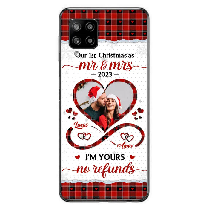 Custom Personalized Couple Photo Phone Case - Christmas Gift Idea For Couple/ Him/ Her - Our 1st Christmas As Mr & Mrs - Case For iPhone/Samsung