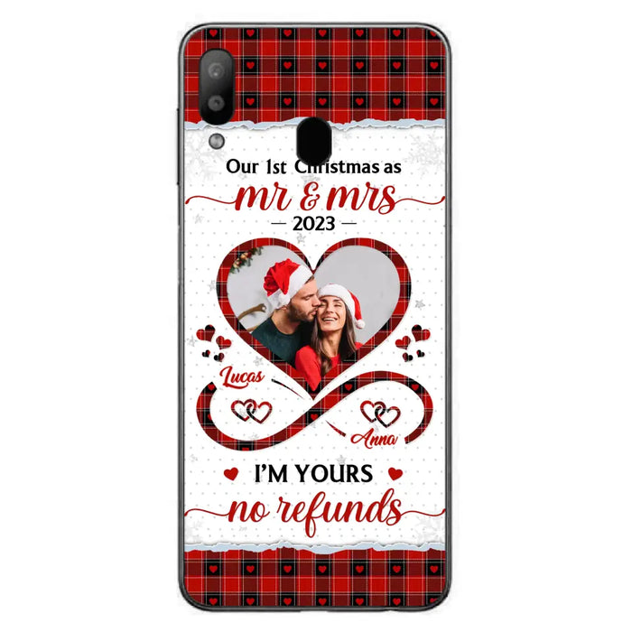 Custom Personalized Couple Photo Phone Case - Christmas Gift Idea For Couple/ Him/ Her - Our 1st Christmas As Mr & Mrs - Case For iPhone/Samsung