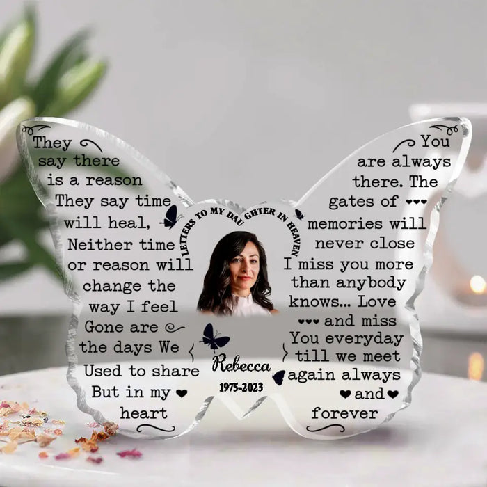 Custom Personalized Memorial Photo Acrylic Plaque 
 - Memorial Gift Idea for Family - Letters To My Dad/Mom/Daughter/Son In Heaven