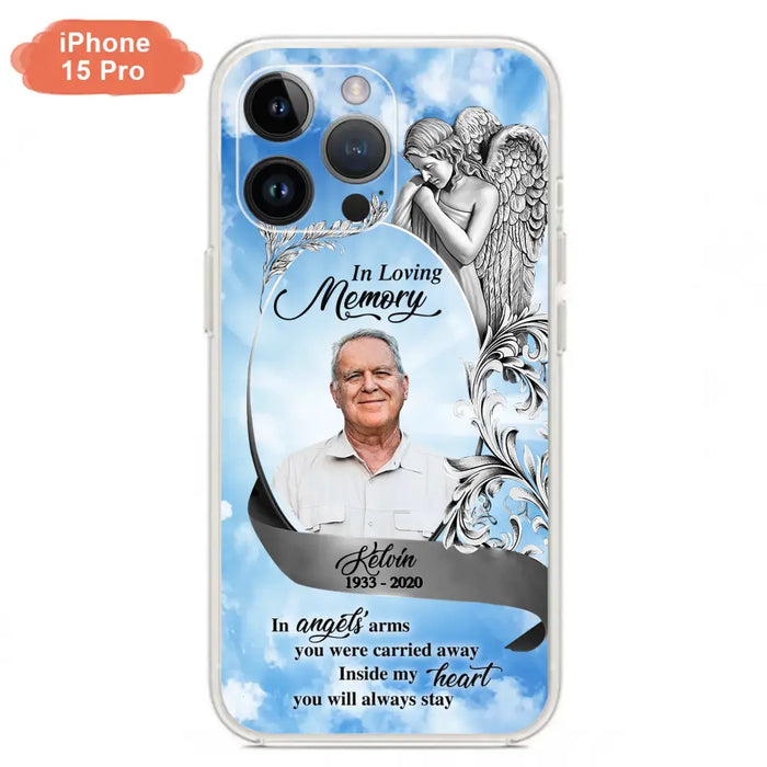 Custom Personalized Memorial Photo Phone Case - Memorial Gift Idea for Family - Inside My Heart You Will Always Stay - Case For iPhone/Samsung