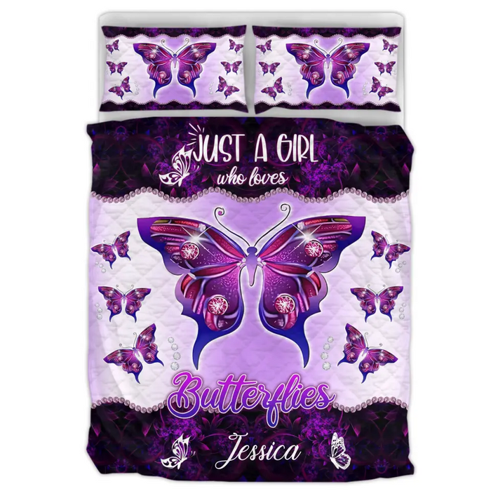 Custom Personalized Butterfly Quilt Bed Sets - Best Gift Idea  - Just A Girl Who Loves Butterflies