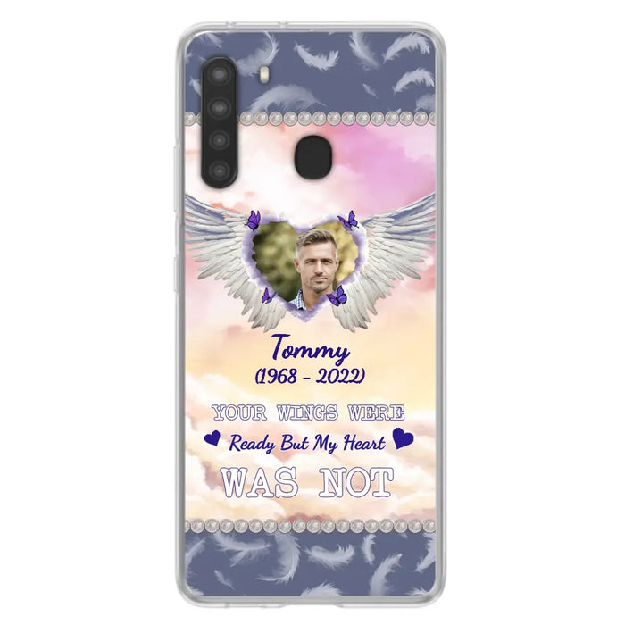 Custom Personalized Memorial Photo Phone Case - Memorial Gift Idea for Family - Your Wings Were Ready But My Heart Was Not - Case For iPhone/Samsung