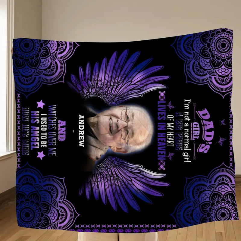 Personalized Memorial Fleece Throw Blanket/Quilt - Upload Photo - Memorial Gift Idea - Dad's Girl I'm Not A Normal Girl