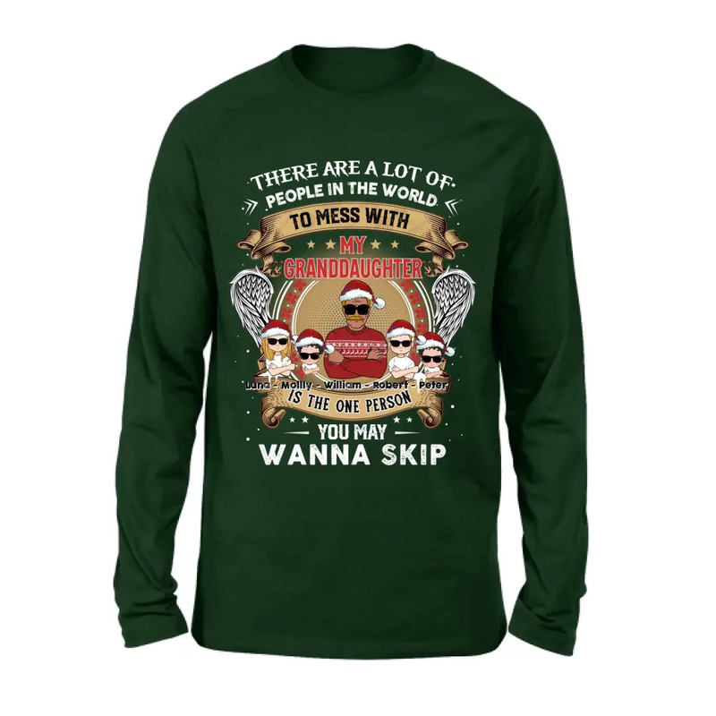 Personalized Grandpa Shirt/Hoodie - Christmas Gift Idea For Grandpa From Grandkids - Up to 4 Grandkids - You May Wanna Skip