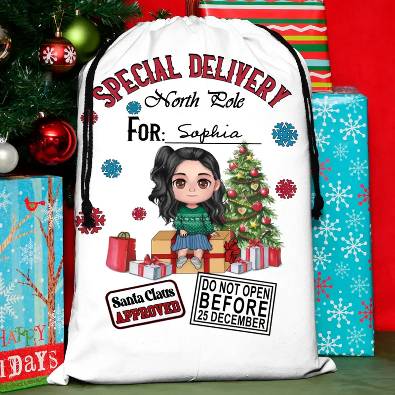 Personalized Kid Santa Sack - Christmas Gift Idea for Kids - Santa Claus Approved