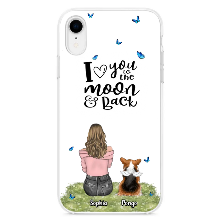 Personalized Dog Phone Case - Upto 4 Dogs - Gift Idea For Dog Owners - I Love You To The Moon & Back  - Case For iPhone/Samsung