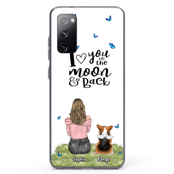 Personalized Dog Phone Case - Upto 4 Dogs - Gift Idea For Dog Owners - I Love You To The Moon & Back  - Case For iPhone/Samsung