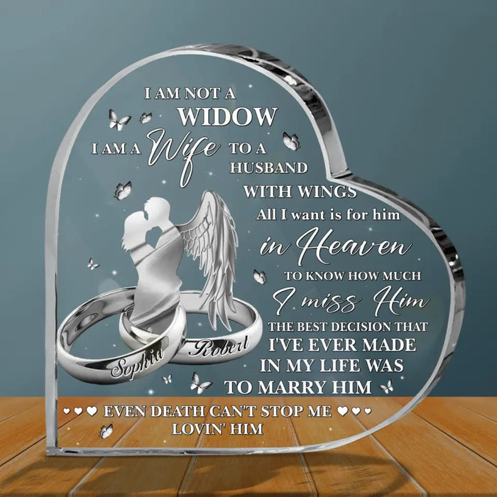 Custom Personalized Memorial  Couple Crystal Heart - Memorial Gift Idea - Even Death Can't Stop Me Lovin' Him