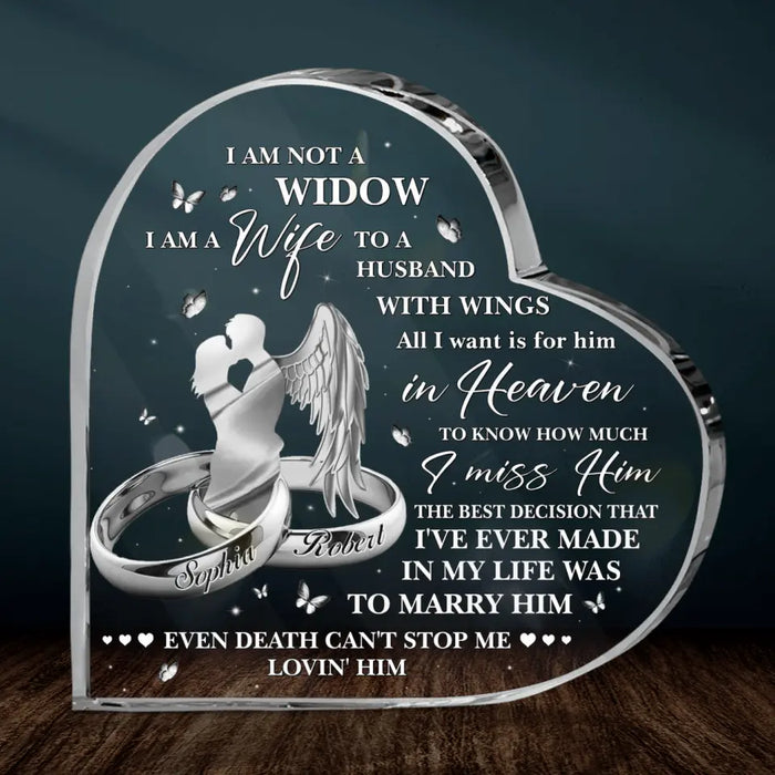 Custom Personalized Memorial  Couple Crystal Heart - Memorial Gift Idea - Even Death Can't Stop Me Lovin' Him