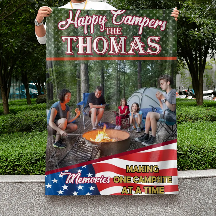 Custom Personalized Camping Flag - Upload Photo- Gift Idea For Camping Lovers - Happy Campers