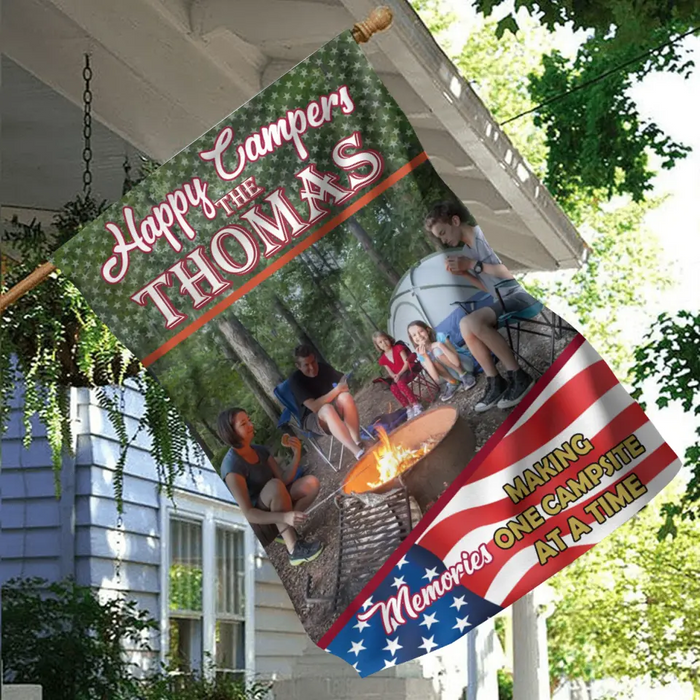 Custom Personalized Camping Flag - Upload Photo- Gift Idea For Camping Lovers - Happy Campers