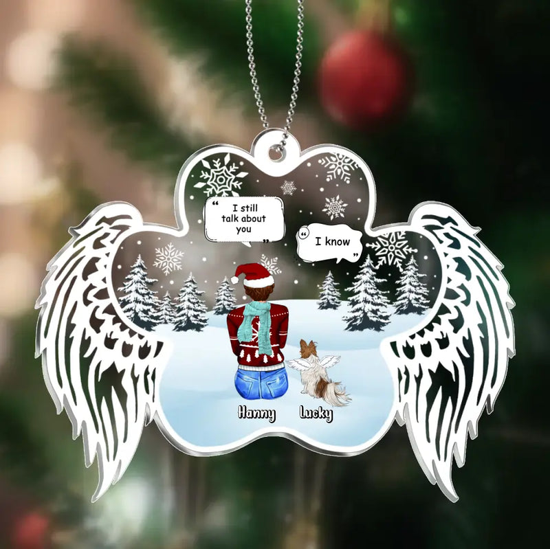 Personalized Memorial Pet Acrylic Ornament - Adult/Couple with up to 4 Dogs/Cats - Christmas/Memorial Gift Idea for Dog/Cat Owners