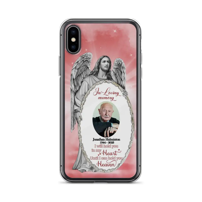 Custom Personalized Jesus Christ Memorial Photo Phone Case - Memorial Gift Idea For Family Member - I Will Hold You in My Heart Until I Can Hold You in Heaven - Case For iPhone/Samsung