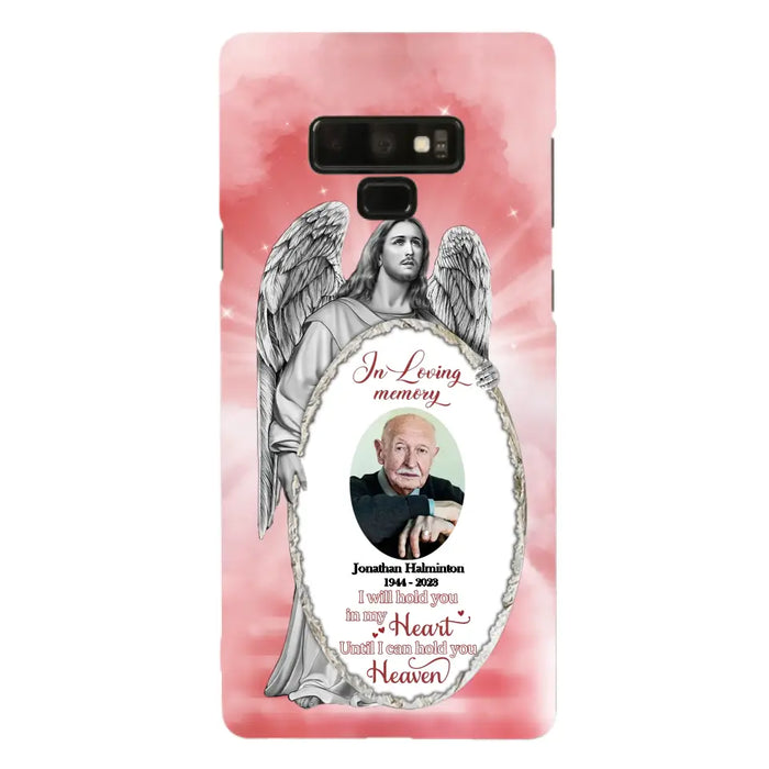 Custom Personalized Jesus Christ Memorial Photo Phone Case - Memorial Gift Idea For Family Member - I Will Hold You in My Heart Until I Can Hold You in Heaven - Case For iPhone/Samsung